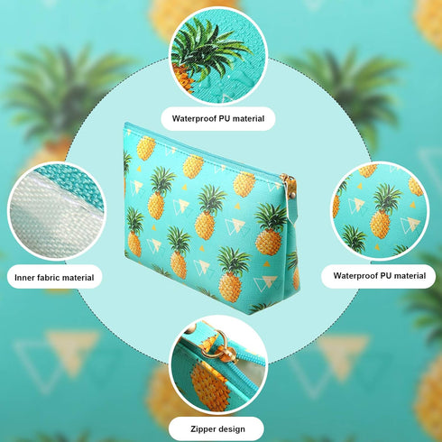 Weewooday 4 Pieces Cosmetic Makeup Bag Tropical Summer Foldable Portable Pouch Purse Handbag with Zipper Waterproof Barrel Makeup Bag for Women Gi...