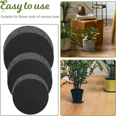 Plant Coaster Mat, 6PCS 3 Sizes Round Felt Plant Saucers for Indoors Plant Reversible Absorbent Waterproof Fabric Plant Pot Saucers for Gardening ...