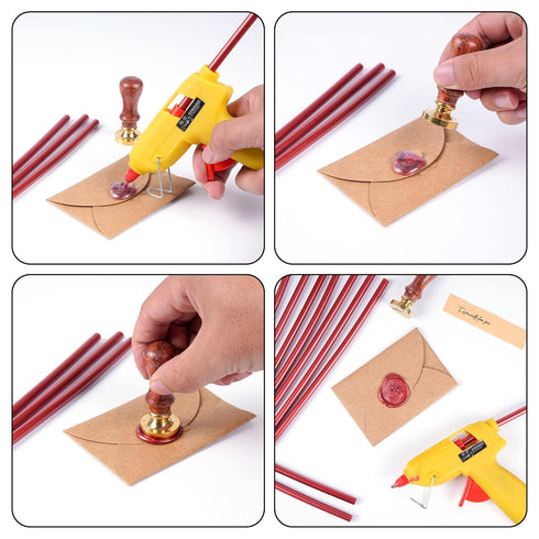 10 Pieces Sealing Wax Glue Sticks, 8 Inch Long Mini Hot Glue Gun Sticks for Envelopes, Wedding Invitations, Cards, DIY Art Craft (7mm Diameter, Re...