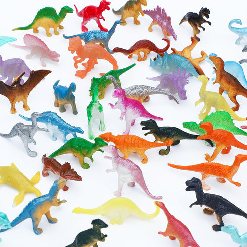 ONEST 55 Pieces Mini Dinosaur Figurines Playset Hand Painted Tiny Dinosaurs Party Favors Cake Toppers Dinosaur Figures Toys Small Luminous Dinosau...
