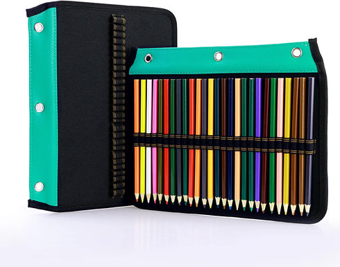 YOUSHARES 54 Slots Pencil Sleeve - Standard 3 Ring Binder Designed Pencil Page Compatible with 216 Slots Pencil Case for Watercolor Pencil, Gel Pe...
