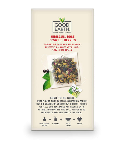 Good Earth Sensorials Hibiscus, Rose & Sweet Berries Herbal Tea 15 ct Box...