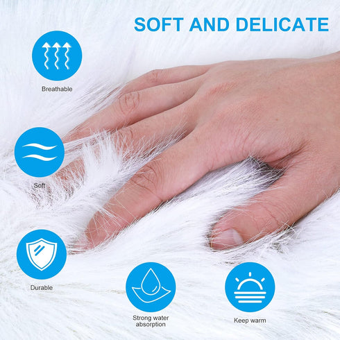 Molain Faux Fur Chair Pad 12 inch Round Cover Seat Cushion Pad Carpet Mat Soft Fluffy Area Rug for Seat Pad Couch Pad,Photographing Background of ...