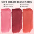 Blush Stick for Cheeks - Cream Makeup Blush Wand, Solid Moisturizer Stick for Cheeks Tint, Natural Blendable Waterproof Korean Matte Long-Lasting ...