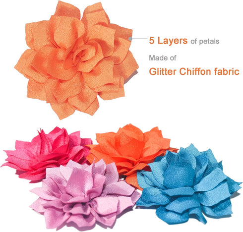 Dog Collar Flowers Attachement Cat Bow Tie Flora Accessories Set-Girl or Boy Pet Grooming OD 8cm 4pcs...