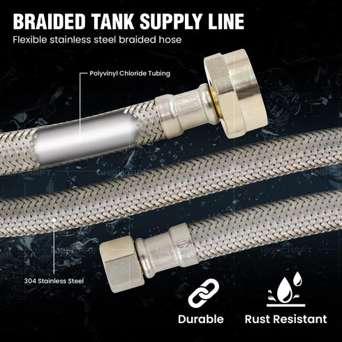Highcraft CNCT27413-OM1 Tank Supply line, 12 in, Stainless Steel...