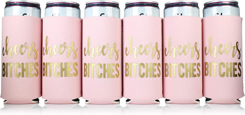 Bachelorette Party Decorations Slim Can Coolers - Bridal Party (Pink Cheers, 6)...
