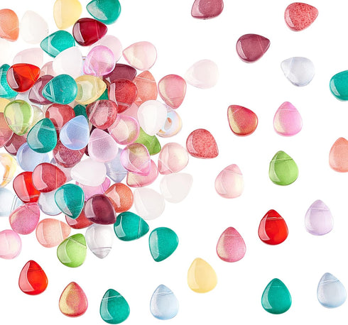 UR URLIFEHALL 100 Pcs Mixed Color Teardrop Glass Beads Top Drilled Beads Waterdrop Beads Charms for DIY Bracelet Necklace Jewelry Making...