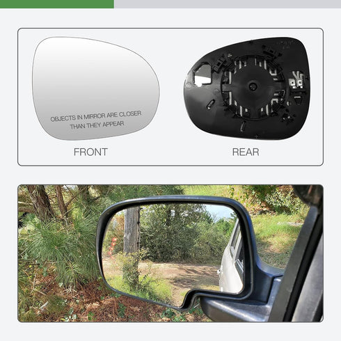SCITOO Passenger Side Mirror Glass Compatible with 2016-2019 For FIAT 500X (5F) W/HEATED Chrome Convex Right Exterior Mirror Glass With Backing Pl...