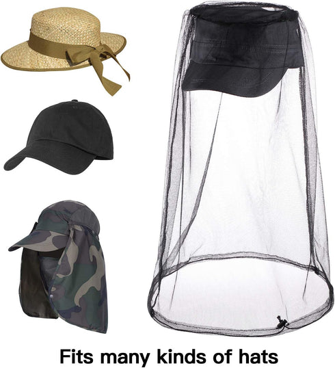HESTYA 4 Pack Mosquito Head Net Face Mesh Protecting Net for Outdoor Hiking Camping Climbing Mosquito Fly Insects Preventing(Black, Gray)...
