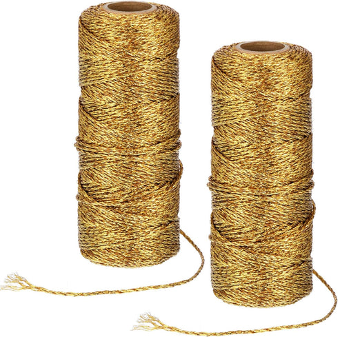 Pangda 2 Rolls 656 Feet Christmas Twine Metallic Bakers Decorative Wrapping Twine String Craft Present Wrapping Cord for Christmas DIY Crafting Pr...