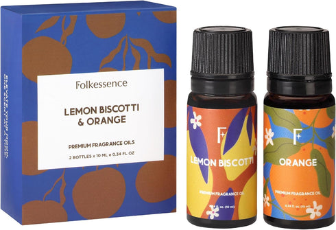 Folkulture Essential Oils Set of 2 | Essential Oils for Diffusers for Home, Diffuser Oils Scents for Home, Lemon Essential Oil & Orange Essential ...