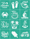 Summer Screen Print Stencils, Beach Self-Adhesive Screen Transfer, Reusable Chalk Paint Stencils. for drawing on wood, chalkboard, fabric....