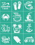 Summer Screen Print Stencils, Beach Self-Adhesive Screen Transfer, Reusable Chalk Paint Stencils. for drawing on wood, chalkboard, fabric....