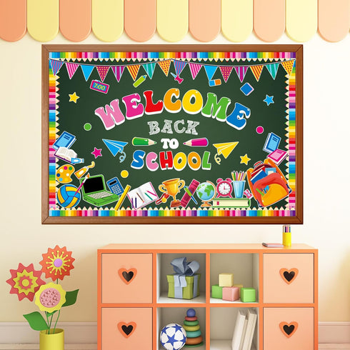 Welcome Back to School Bulletin Board Decorations First Day of School Theme Classroom Bulletin Board Border Set Pencil Notebook Schoolbag Paper Cu...
