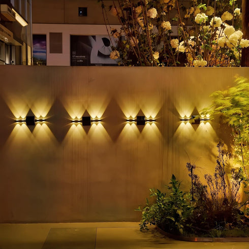 2 Pack Solar outdoor lights for fence deck wall with up and down lighting for garden yard porch patio decorations....
