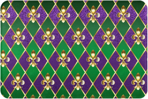 Mardi Gras Bath Rugs Machine Washable Bathroom Decor Non-Slip Doormat Water Absorbent Welcome Mat for Kitchen Bedroom Floors 16" X 24"...