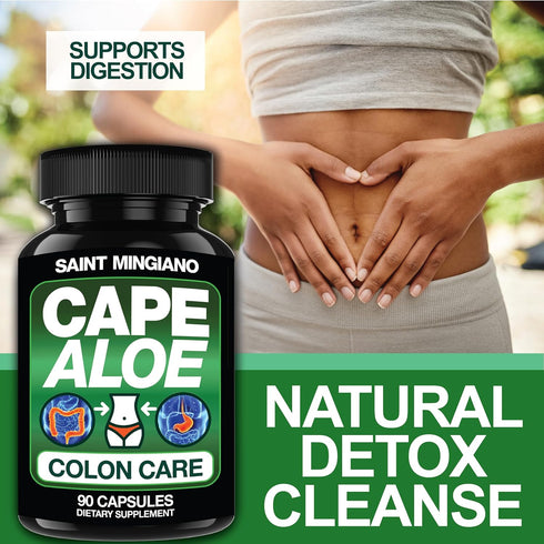 Cape Aloe Colon Cleanse, Detox & Flush - 90 Capsules. Gentle Constipation Relief and Bowel Movement Acting as Natural Herbal Laxative - Supports B...