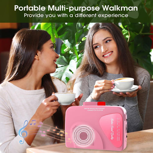 Walkman Cassette Players Recorders AM/FM Radio, Portable Tape Player Records to Tape Built in Speakers Manual Record - 2AA Battery Or DC 5V Supply...