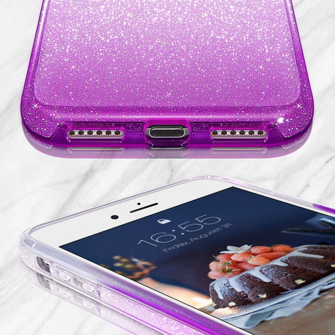 MATEPROX Compatible with iPhone Se 2022 case,Glitter Bling Sparkle Cute Girls Women Protective Case (Gradient Purple)...