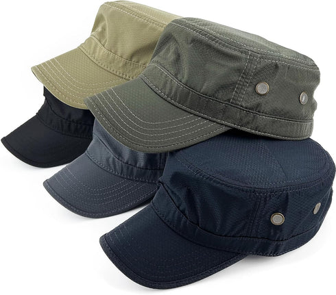 Hidden Pocket Cadet Army Hat Quick Dry Military Style Flat Top Baseball Dad Sun Cap...