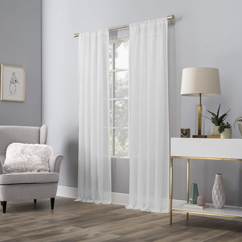 No. 918 Genevieve 2-pack 2-pack Linen Weave Sheer Semi-Sheer Grommet Curtain Panel Pair, 50" x 84", White...