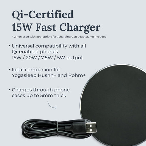 Yogasleep Wireless Charger for Hushh+ & Rohm+ Sound Machines Also Compatible with All Qi-Enabled Apple iPhone (7.5W), Samsung Galaxy (10W) and And...