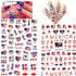 4th of July Nail Art Stickers American Independence Day Nail Design Lips Flag Hearts Flame Shape 3D Self-Adhesive Nail Art Supplies Patriotic Stic...