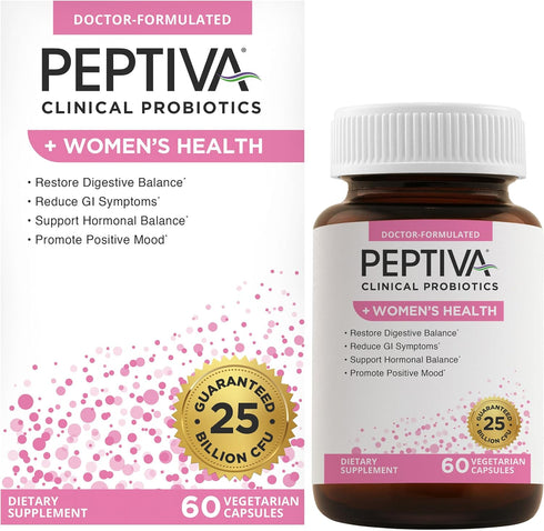 Peptiva Probiotics for Women's Health - Women's Probiotic and Digestive Support, 25 Billion CFU, Multi-Strain Probiotic, Lactobacillus Acidophilus...