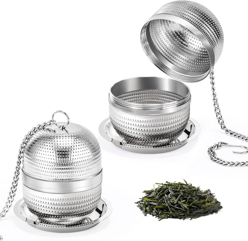 2 Pack Tea Infusers for Loose Tea, Extra Fine Mesh 18/8 Stainless Steel Tea Strainers, Loose Leaf Tea Steeper Tea Ball Tea Diffuser Tea Holder wit...