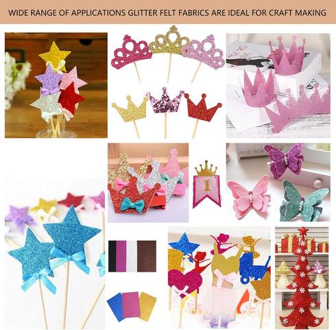 Jtnohx Large Glitter Felt Fabric, 5pcs Glitter Sheets, 11.8 x16.5 inches Glitter Felt for Crafts, Felt Glitter Square for Party Project Holiday Gr...