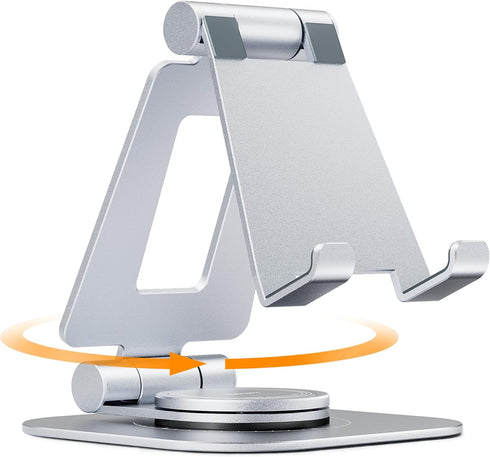 Nulaxy Rotatable Cell Phone Stand, Fully Adjustable Foldable Desktop Phone Holder Cradle Dock, Thick Case Friendly, Compatible with All Phones, Ni...