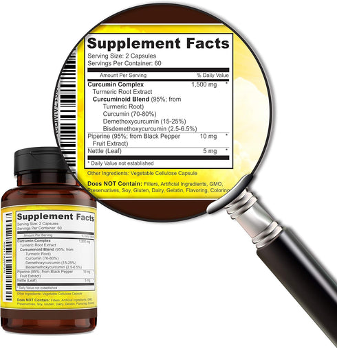 Key Nutrition Turmeric Curcumin Complex with Piperine, 100% Pure - 120 Capsules...
