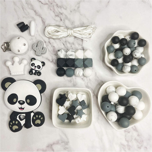 Silicone Loose Beads Panda Set Kit DIY Necklace Bracelet Jewelry Accessories...