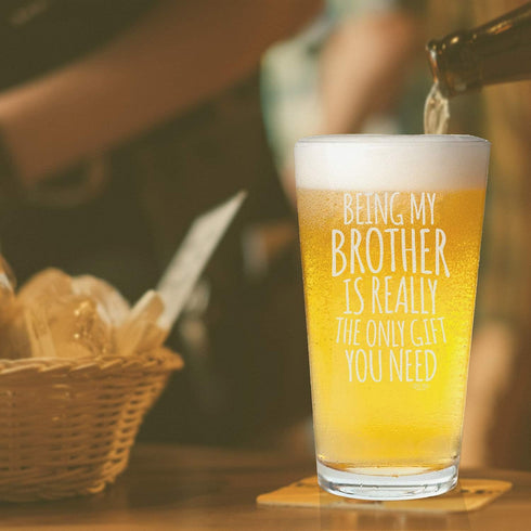 Veracco Being My Brother Is Really The Only gifts You Need Beer Pint Father's Day Christmas (Clear, Glass)...