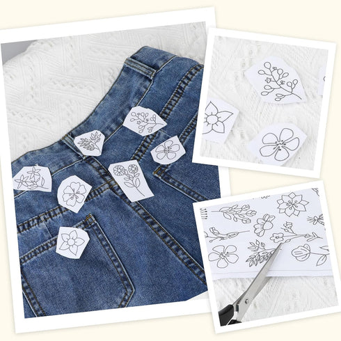 74 Pcs Water Soluble Stabilizer Water Soluble Embroidery Patterns Hand Sewing Stabilizers Adhesive Embroidery Transfer Paper Stick and Stitch Embr...