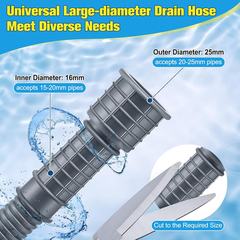 Saillong Patent Pending Dehumidifier Drain Hose, Flexible Universal Drain Hose with Cuttable Rubber Adapter and Connect Clamp, Hose Replacement fo...
