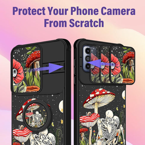 Phone Case for Moto G Pure/G Power 2022/G Play 2023, 2-Mushroom Skull, Thermoplastic Polyurethane, Kickstand, 6.5 inch, Women's Case...