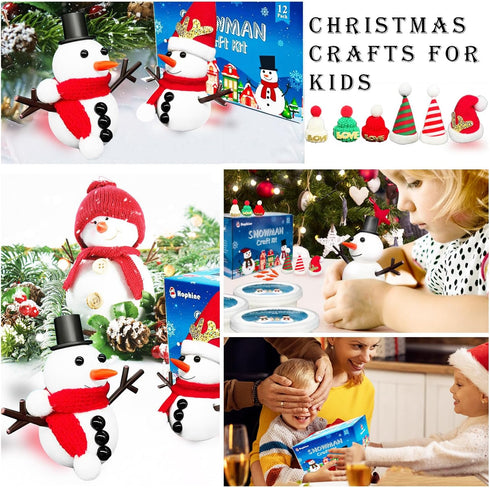 Hophine 12Pack Build a Snowman Kit, Molding Clay Snowman Kit, Christmas DIY Crafts for Kids, Perfect for Winter Holiday Parties, Christmas Stockin...