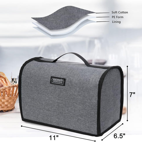 Toaster Cover 2 Slice Wide Slot, Toaster Oven Cover Compatible with Cuisinart, Small Bread Cover, 2 Slice Toaster Covers with Zipper Pockets Buffa...
