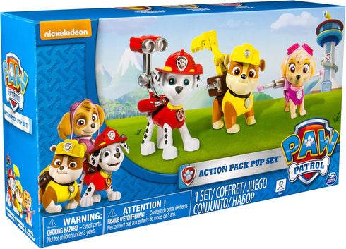Paw Patrol Action Pack Pups 3pk Figure Set Marshall, Skye, Rubble...