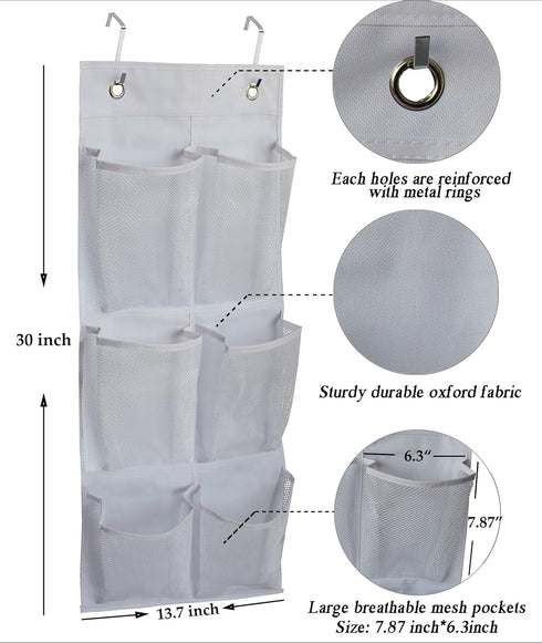 KIMBORA 2 Packs Narrow Over the Door/Wall Shoe Organizer, Small Hanging Shoe Rack for Closet with Clear Mesh Pocket for Bathroom, RV, Pantry, Camp...