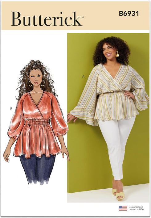 BUTTERICK B6931W2 Women's Semi-Fitted Pullover Top Sewing Pattern Kit, Design Code B6931, Sizes 20W-22W-24W-26W-28W Small...