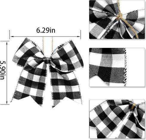 25 PCS Christmas Plaid Bows-6.2 x 5.9 Inch Xmas Tree Buffalo Plaid Wreath Bows for Christmas Tree Halloween Fall Crafts Party Indoor Outdoor Decor...