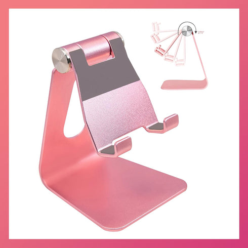 Cell Phone Tablet Stand Adjustable Multi-Angle Aluminum Non-Slip Dock Holder Cradle Charger Station Mount Foldable Portable Desktop Organizer Tabl...