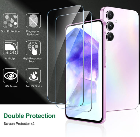 ivoler 2 Pack Screen Protector for Samsung Galaxy A35 5G 2024 Released/Samsung Galaxy A55 5G 2024 Released with Tempered Glass with Transparent HD...