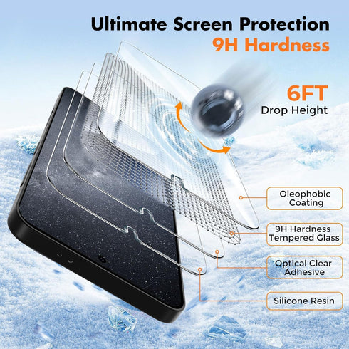 PULEN for Samsung Galaxy A25 Screen Protector (3-Packs) with 2 Packs Camera Lens Protector, HD Clear 9H Hardness Bubble Free Anti-scratch Tempered...