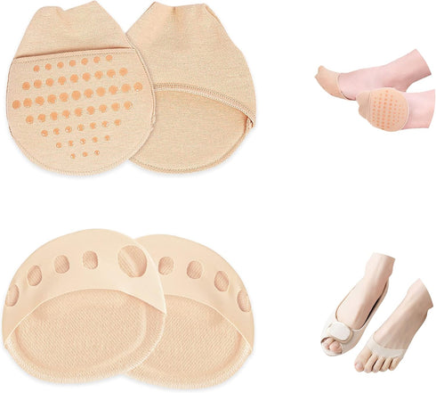2 Pairs Metatarsal Pads Ball of Foot Cushions Honeycomb Fabric Forefoot Pads for Women High Heels Shoes Foot Pads Invisible Soft Toe Pads Reusable...