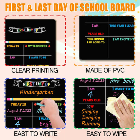 First and Last Day of School Board Double Sided Back to School Sign First Day of School Chalkboard for Kids Boys Girls 1st Day of Preschool Pre-K ...