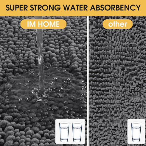 Upgrade Luxury Grey Bathroom Rug Mat Gray 20"x32", Ultra Soft Thick Absorbent Bath Mats, Non Slip Chenille Toilet Mat for Bathroom, Bedroom, Kitch...